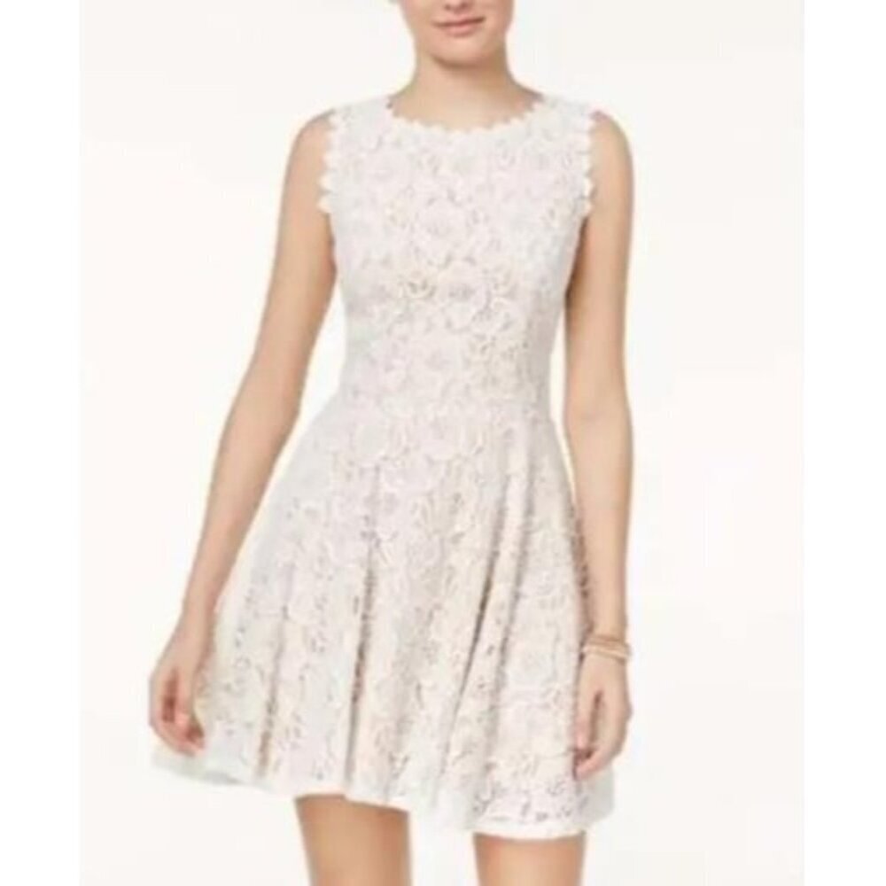 City Studio Ivory Lace Fit & Flare Dress Sz 11 NWT